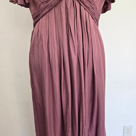 Gal Meets Glam Collection Genevieve Dress Maxi Pleated Mauve Silky Women 8 - Picture 6 of 14